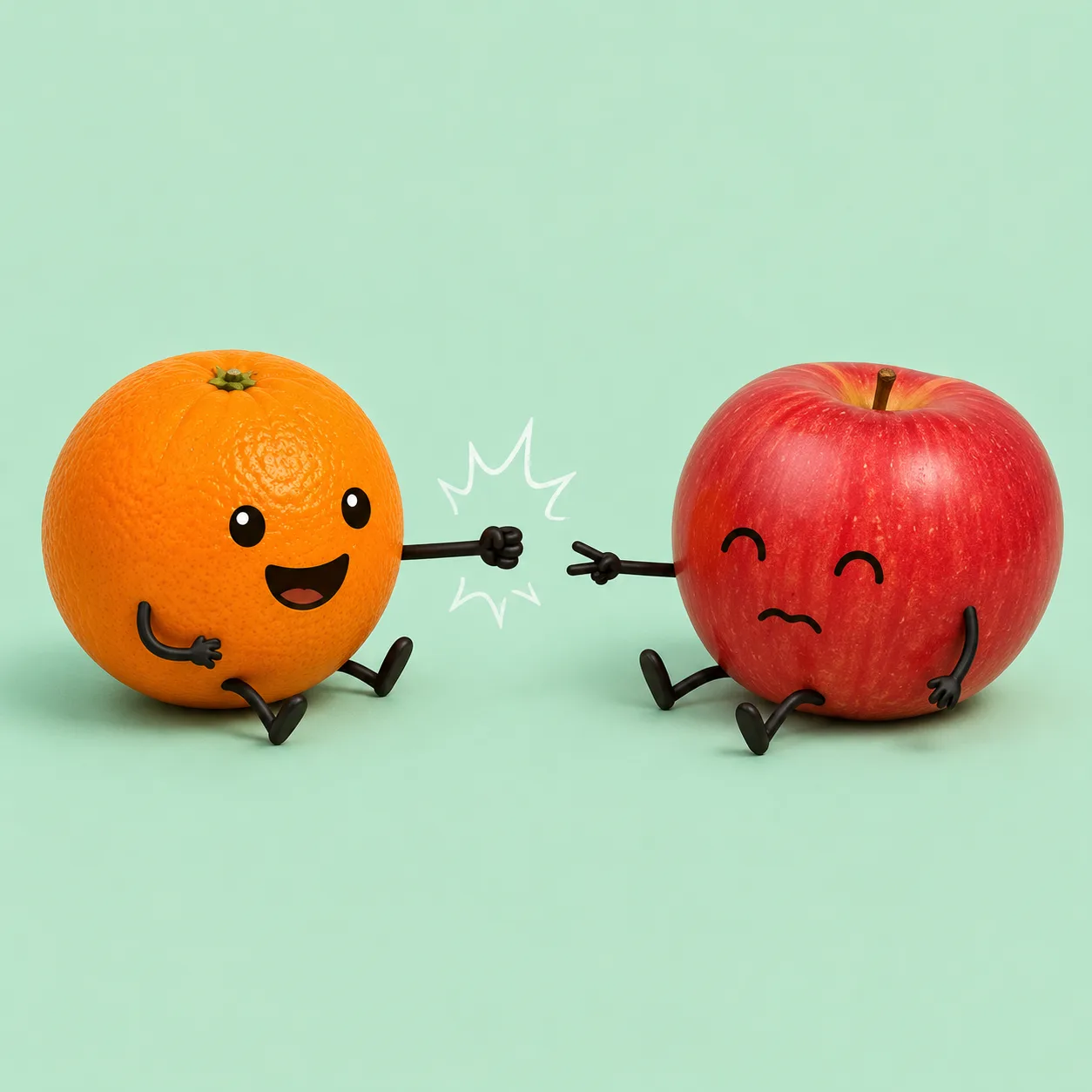 Orange wins rock paper scissors, Apple collapses in despair